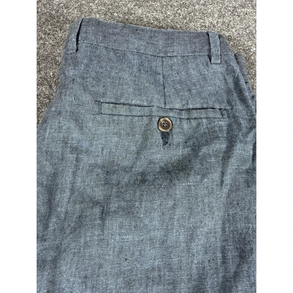 H&M Relaxed Fit Blue 100% Linen Tapper Leg Pants Size 34R Summer Boho‎ Minimal